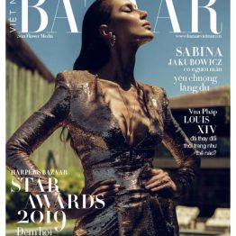 Cover of Bazzar with Sabina Jakubowicz, hair by WS