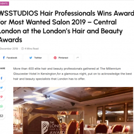 WSSTUDIOS Hair Professionals Wins Award for Most Wanted Salon 2019 – Central London at the London’s Hair and Beauty Awards